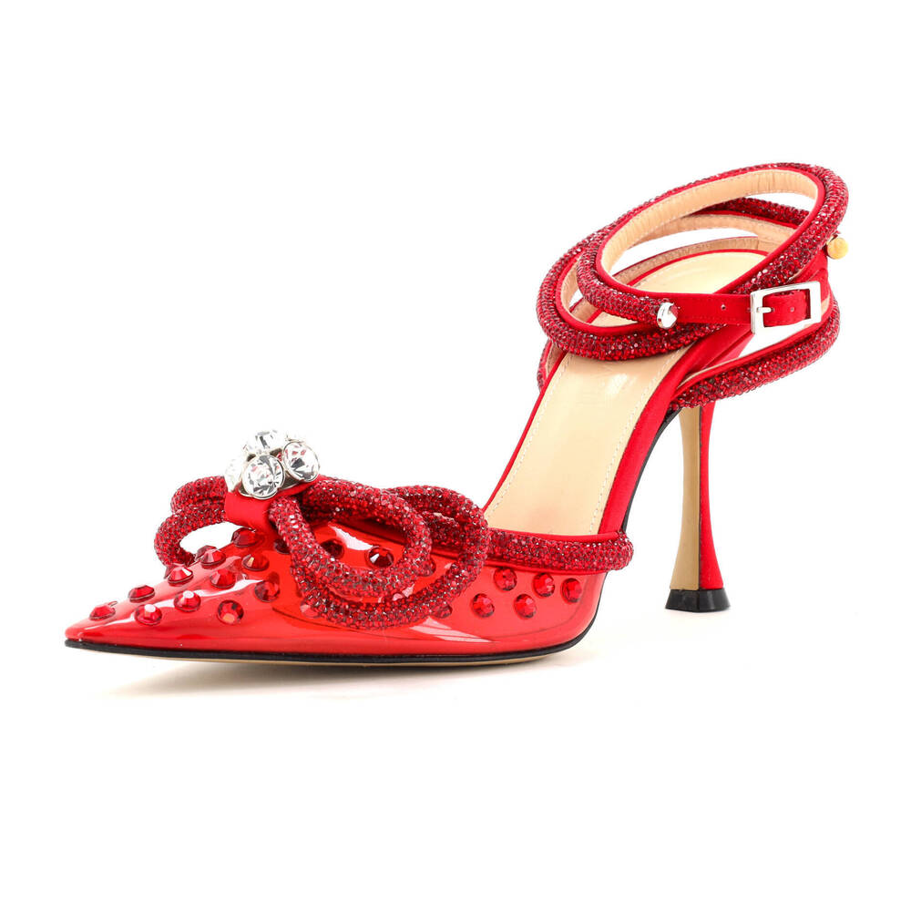 Mach & Mach 110 Women's Double Bow Ankle Strap Pumps PVC